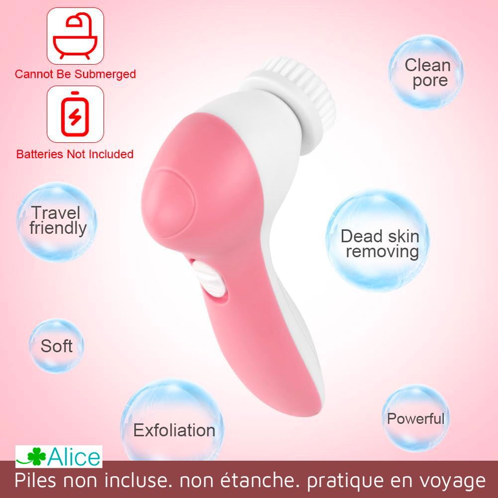 Brosse nettoyante pour le visage, 5 en 1 et 2 vitesses. cinq têtes, nettoyant exfoliant démaquillant massant./ soyez sublime ! – Image 4