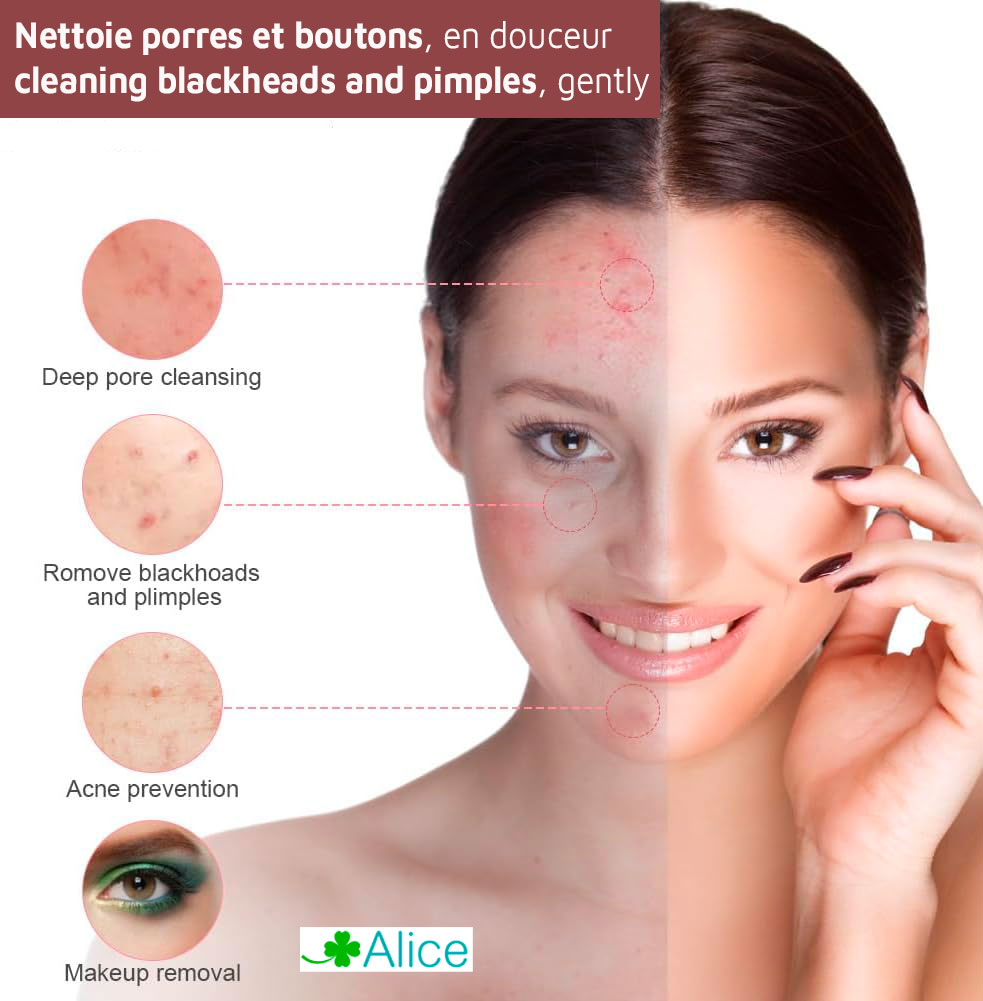 Brosse nettoyante pour le visage, 5 en 1 et 2 vitesses. cinq têtes, nettoyant exfoliant démaquillant massant./ soyez sublime ! – Image 6