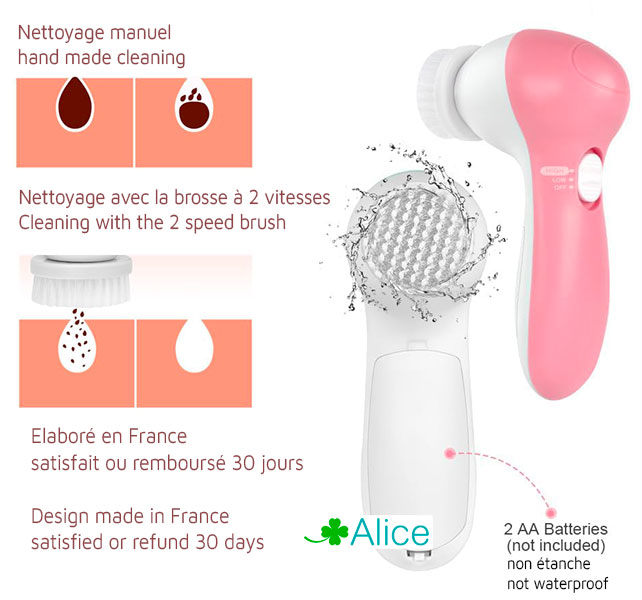 Brosse nettoyante pour le visage, 5 en 1 et 2 vitesses. cinq têtes, nettoyant exfoliant démaquillant massant./ soyez sublime ! – Image 7