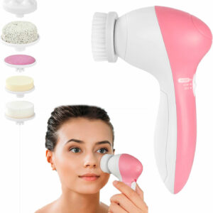 Brosse nettoyante pour le visage, 5 en 1 et 2 vitesses. cinq têtes, nettoyant exfoliant démaquillant massant./ soyez sublime !