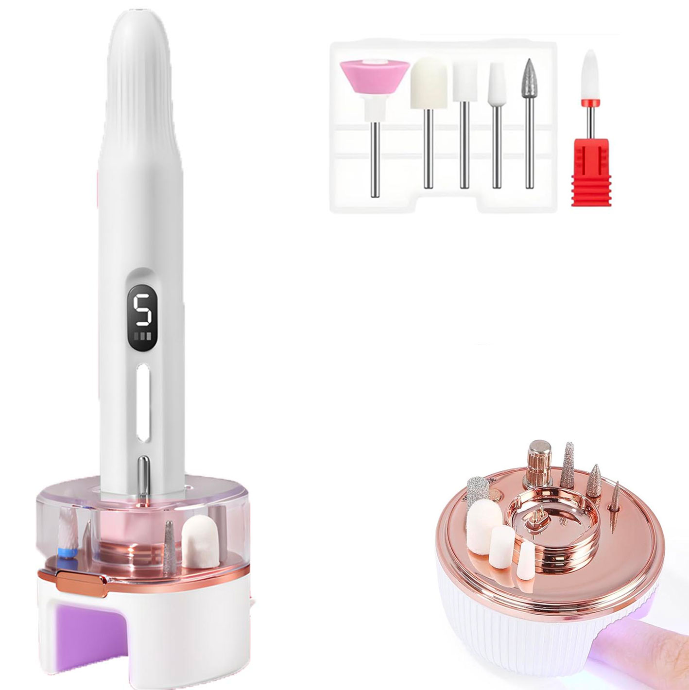 ALICE/ Ponceuse d'ongles, manucure, 5 vitesses 6 têtes, nettoyer tailler polir, lampe UV/ soyez sublime ! – Image 2