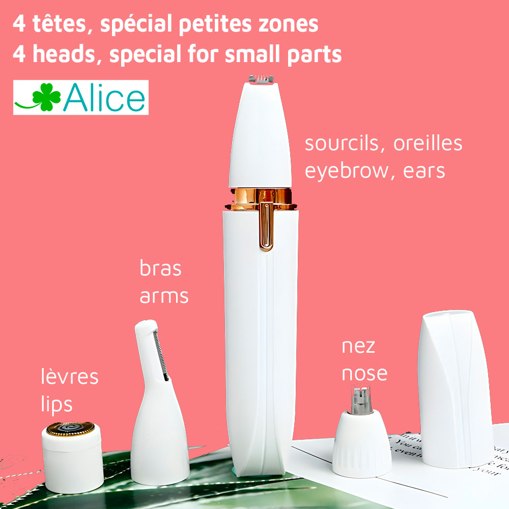 Epilateur pour femmes 4 en 1, spécial petites zones, nez sourcils visage (lèvres), usb/soyez sublime ! – Image 3