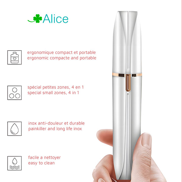 Epilateur pour femmes 4 en 1, spécial petites zones, nez sourcils visage (lèvres), usb/soyez sublime ! – Image 2