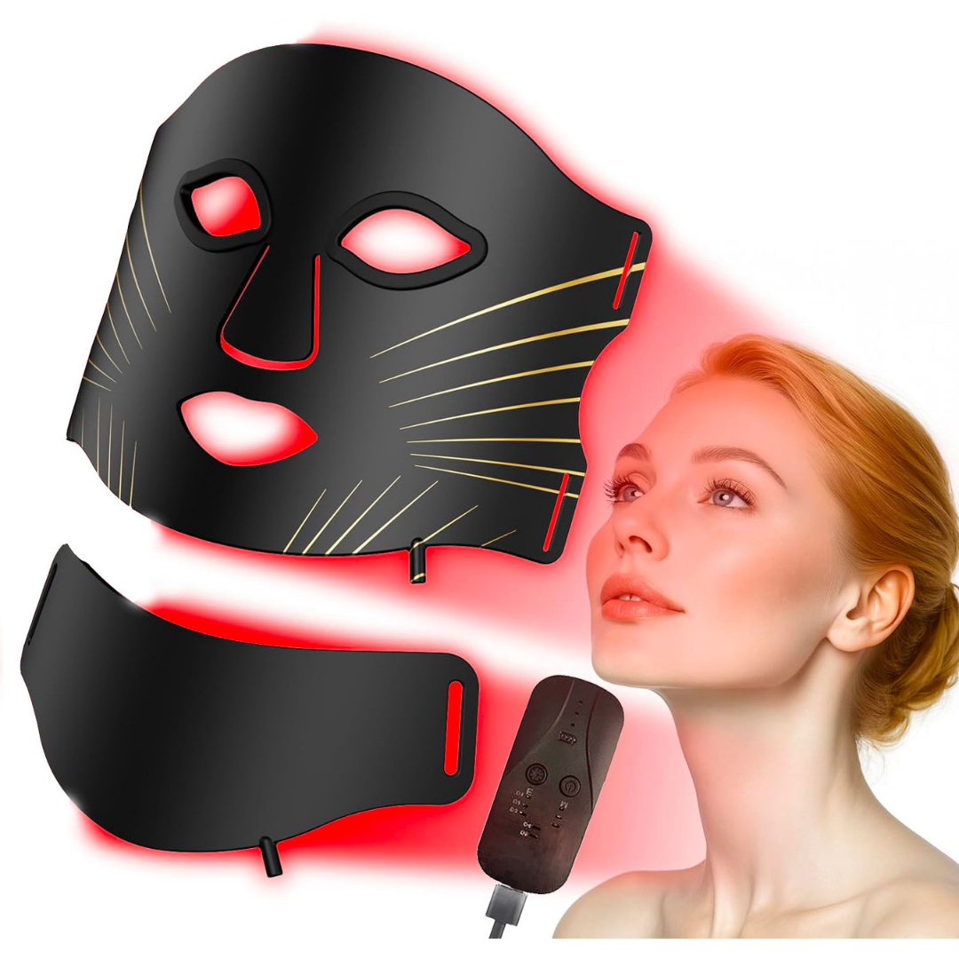 Masque LED Visage et Cou, Anti-Âge Anti-Rides, 4 Couleurs, 300 LED avec Infrarouge, Silicone Médical, pour Peaux a imperfection ou bien anti-age. Cure de 30 jours, repulpe, luminothérapie, – Image 2